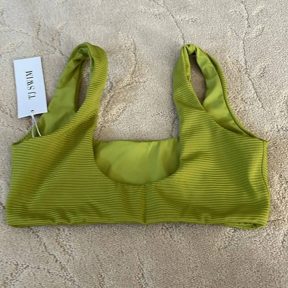 TJ SWIM Lime Green Textured Bralette Bikini Small NWT